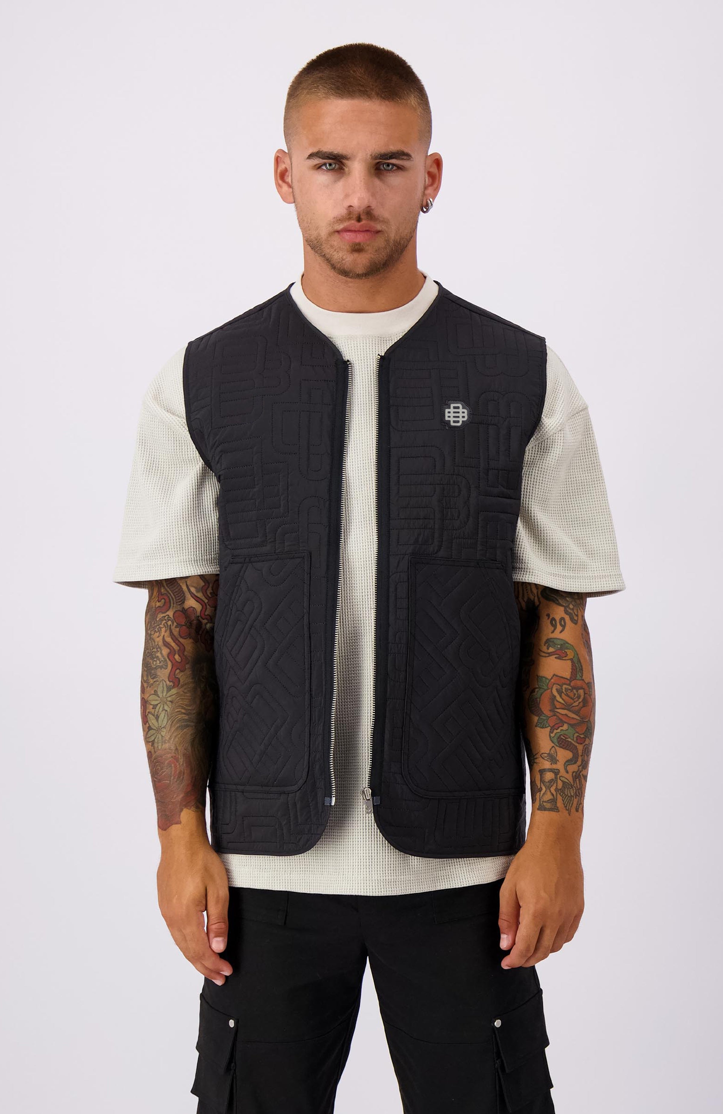 MONOGRAM QUILTED VEST | Zwart