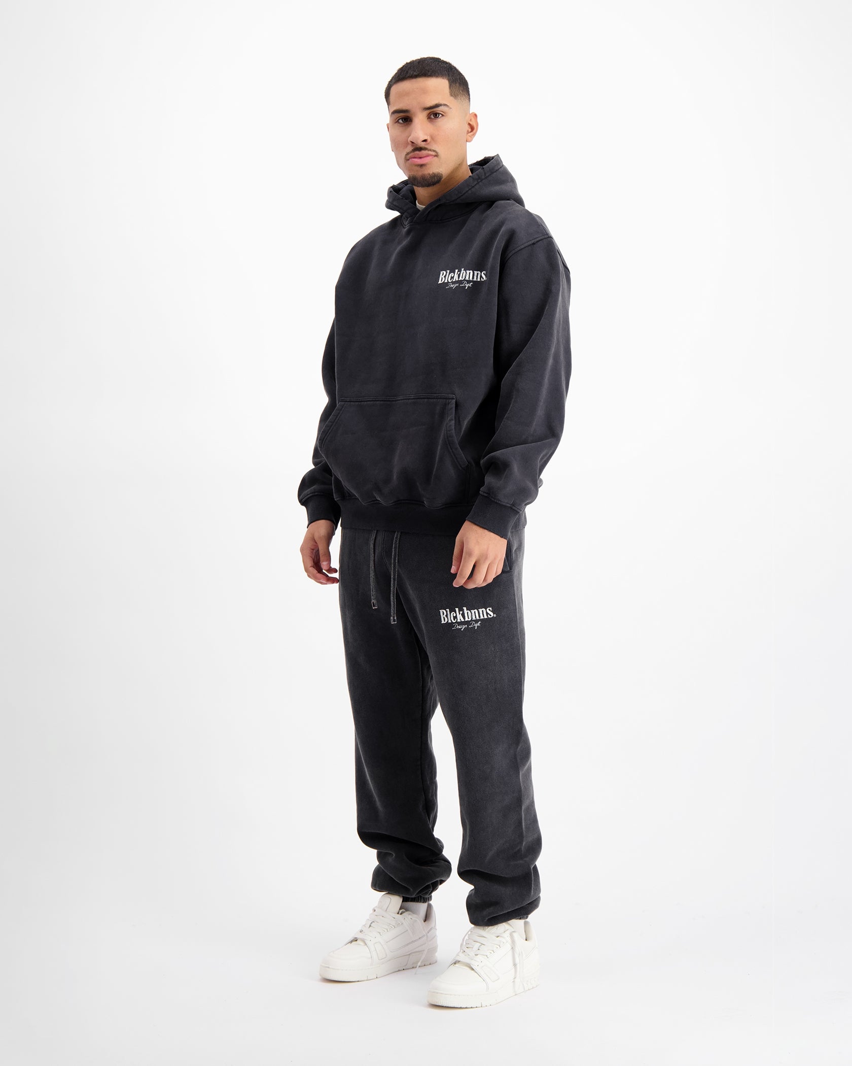 BRUSH GEWASSEN SWEATSUIT | Zwart