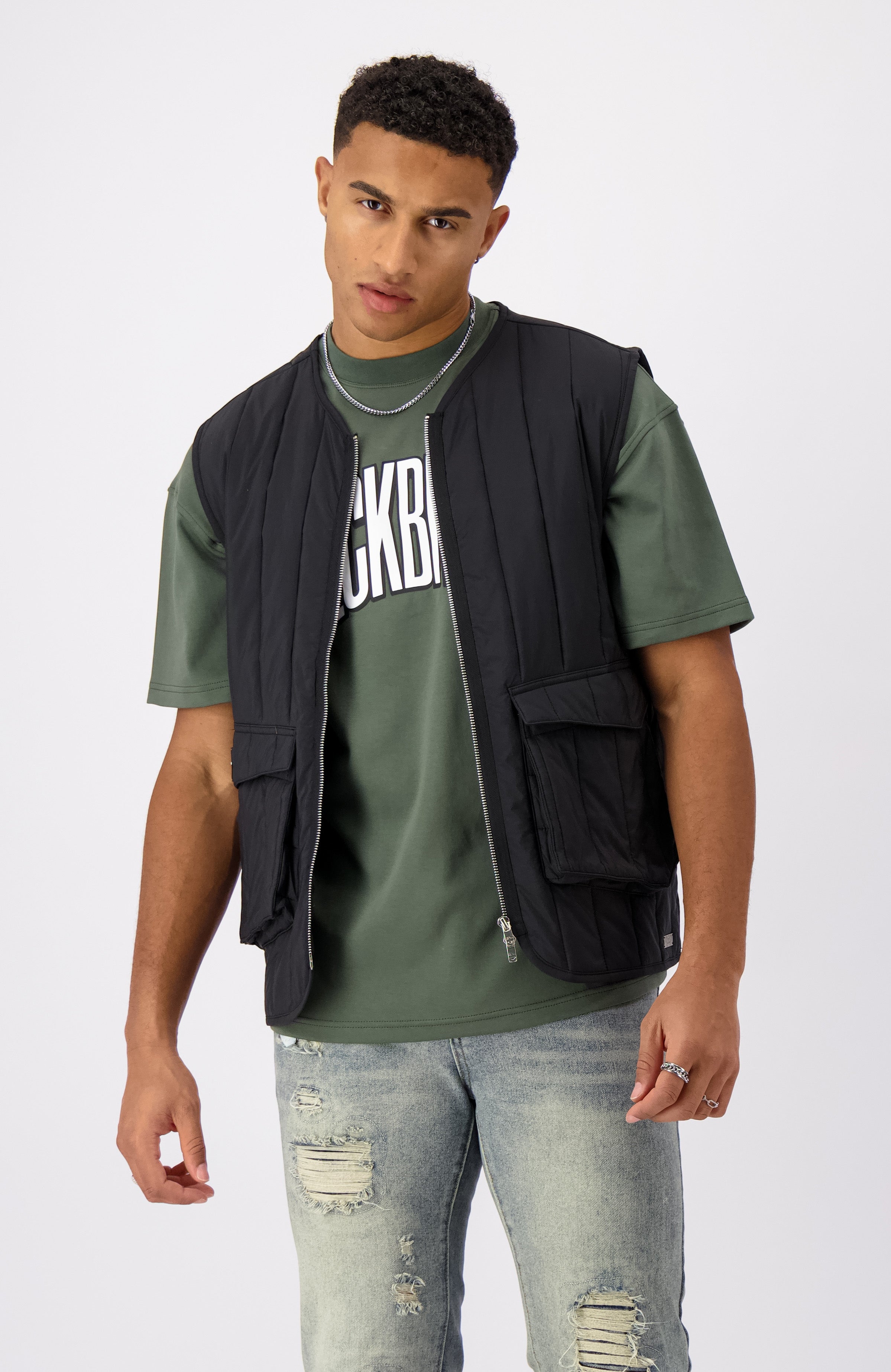 QUILTED VEST | Zwart