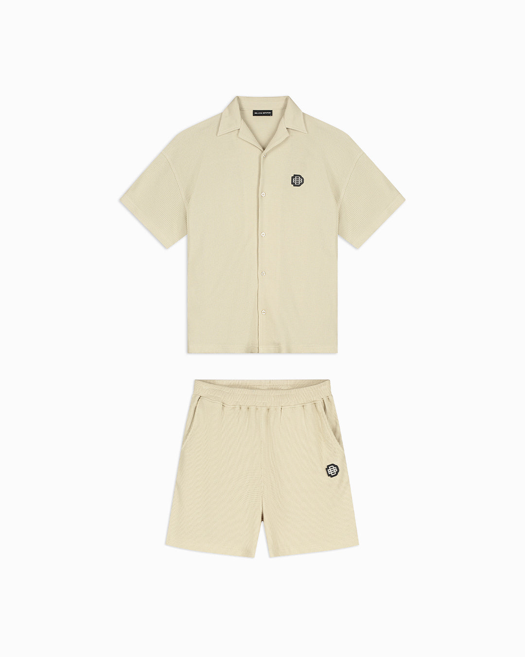 MONOGRAM WAFFLE SHIRT SET | Beige