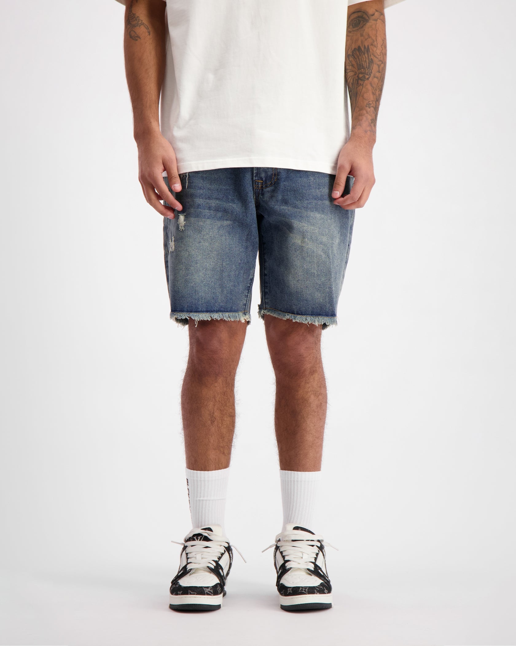 CUT OFF  DENIM SHORTS | Donkerblauw