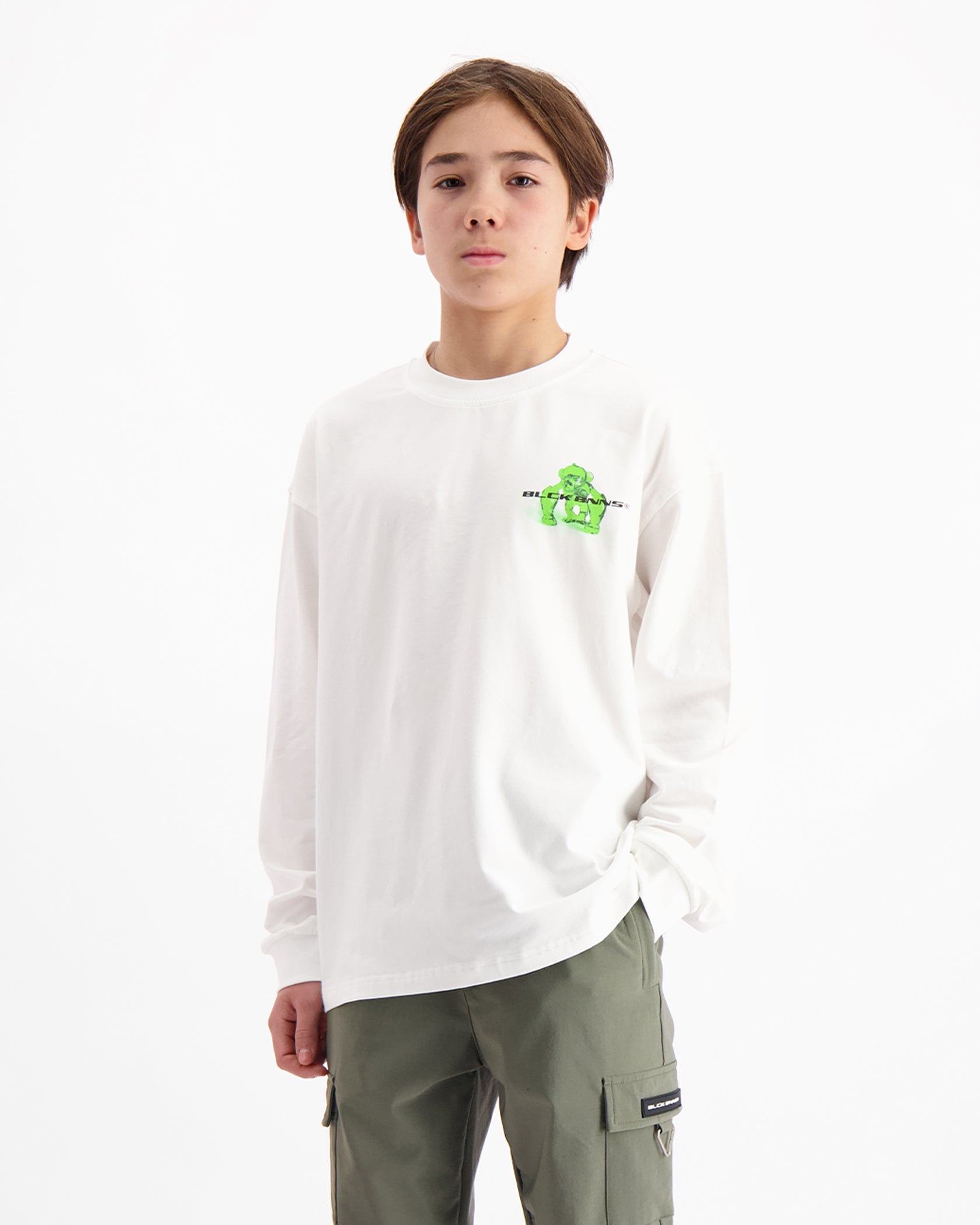KIDS ACTIEFIGUUR LONGSLEEVE T-SHIRT | Wit