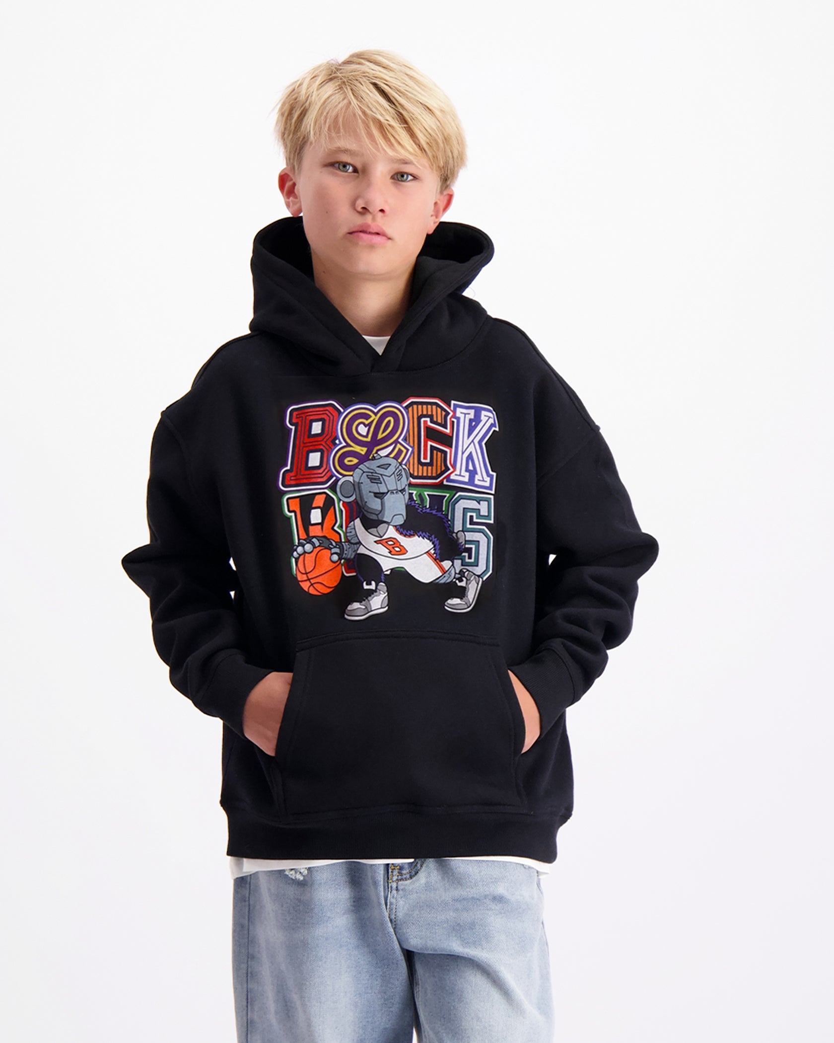 KIDS DRIBBLE HOODIE | Zwart