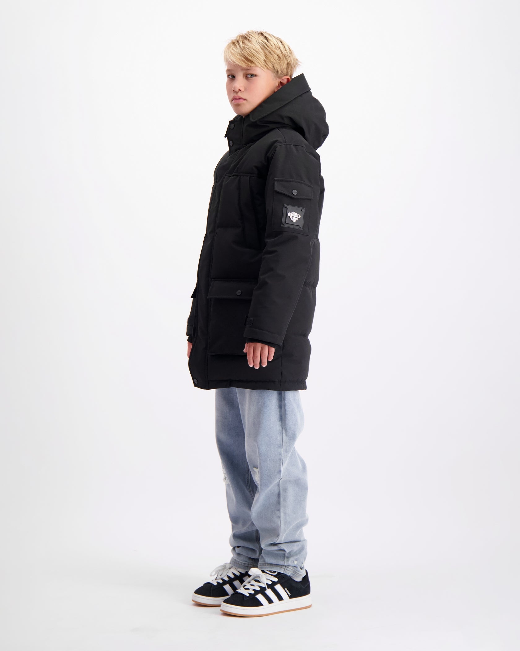 KIDS PLATE PARKA JACKET | Zwart