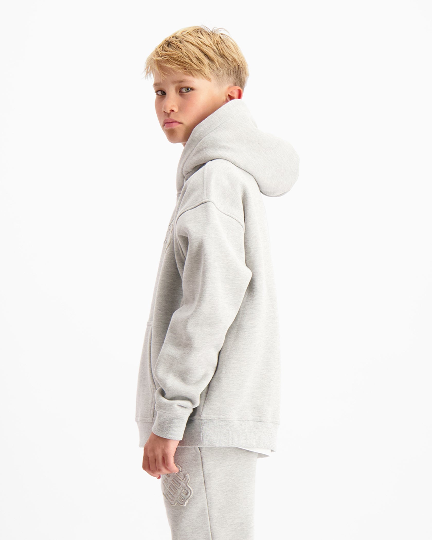 KIDS RIPPED MONOGRAM HOODIE | Grijs