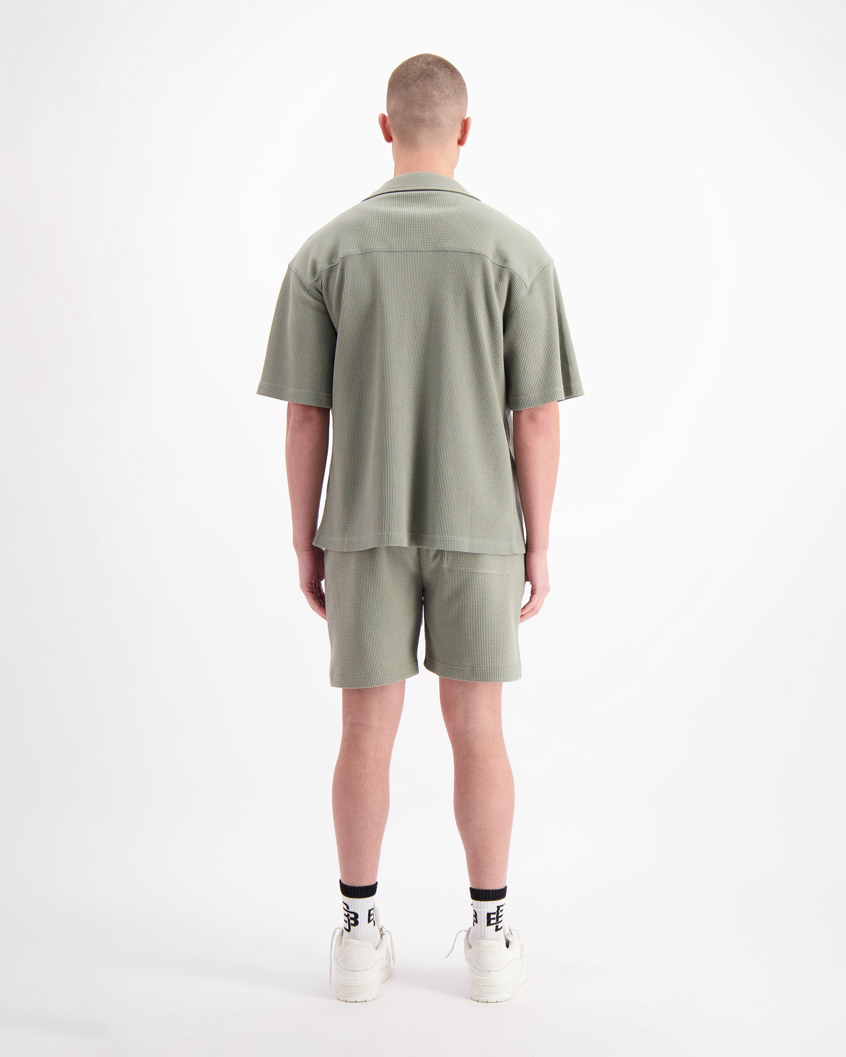 MONOGRAM WAFFLE SHIRT SET | Groen