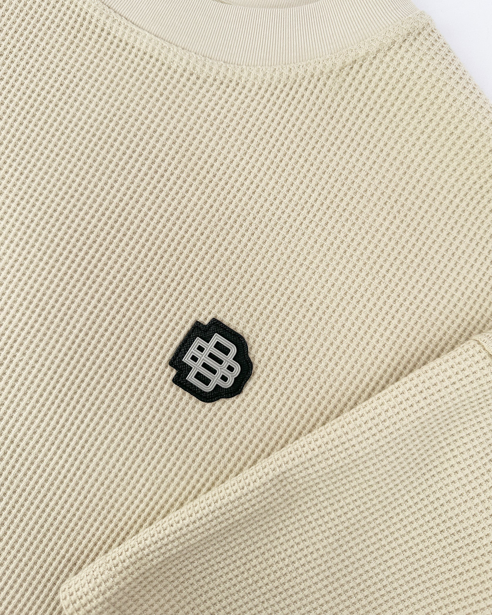 MONOGRAM WAFFLE T-SHIRT | Beige