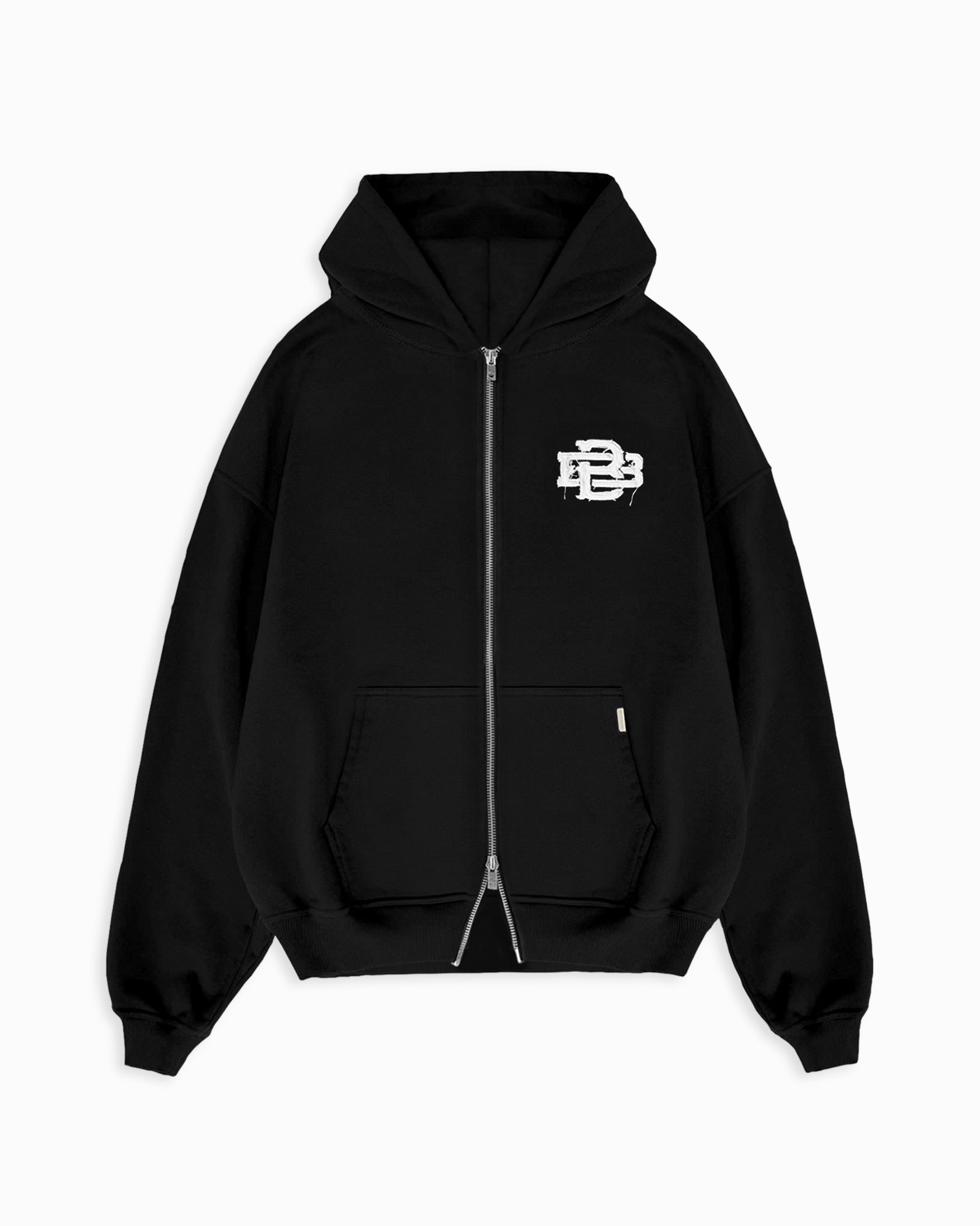 RIPPED ZIP HOODIE | Zwart