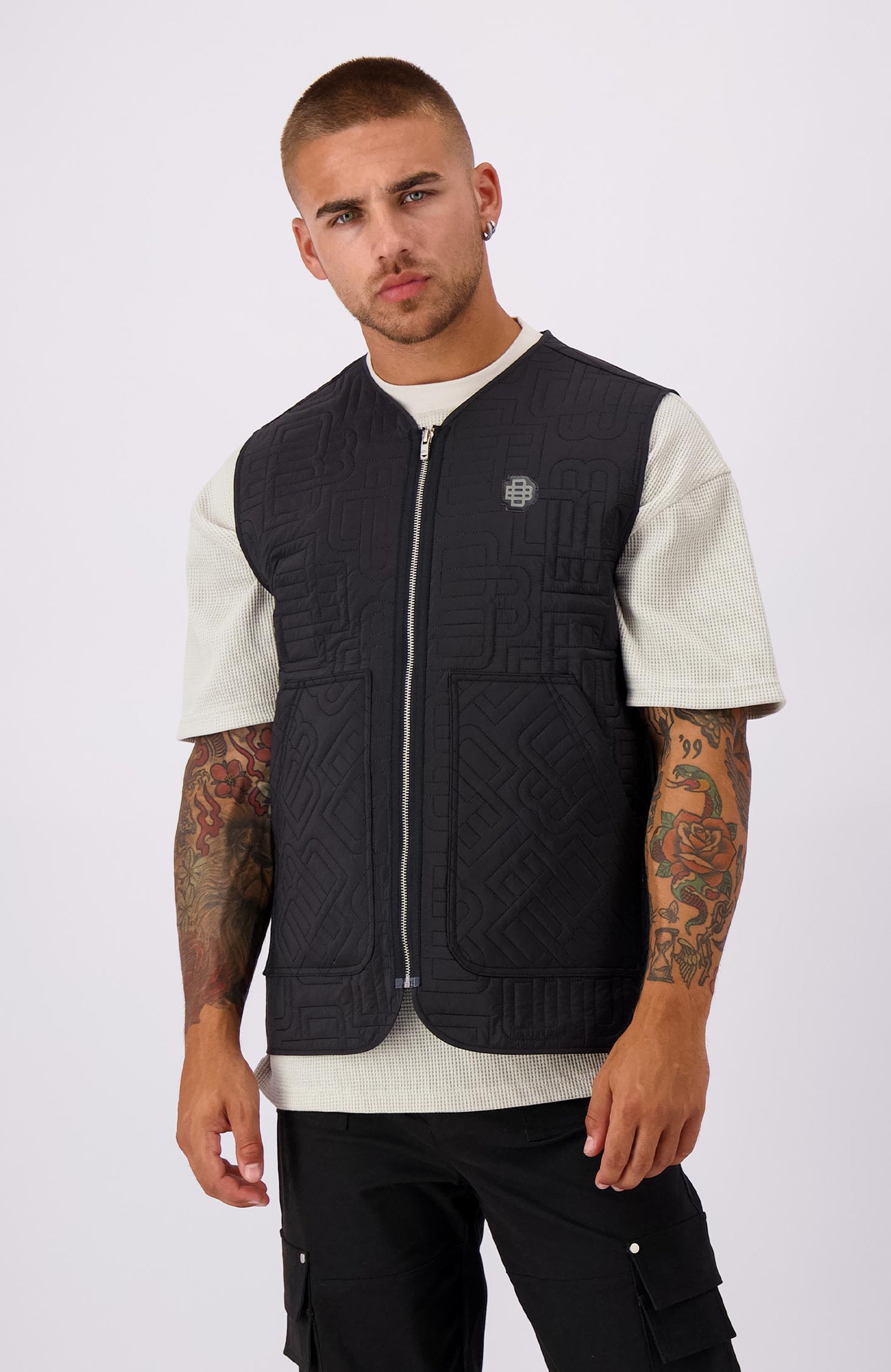 MONOGRAM QUILTED VEST | Zwart