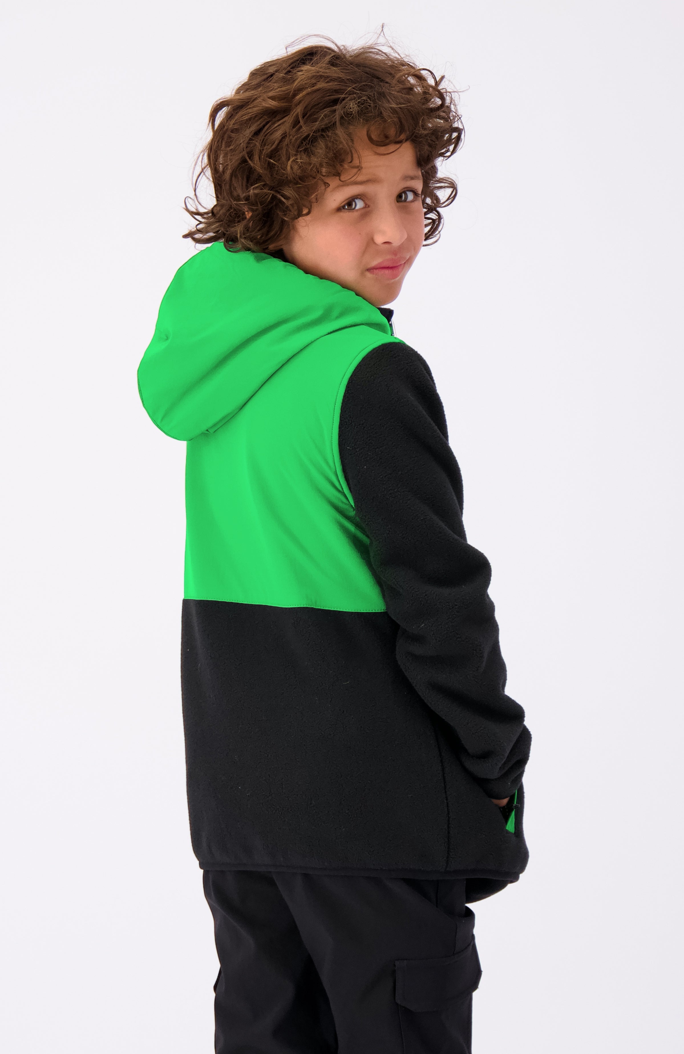 JR CONTRAST FLEECE JACKET | Zwart