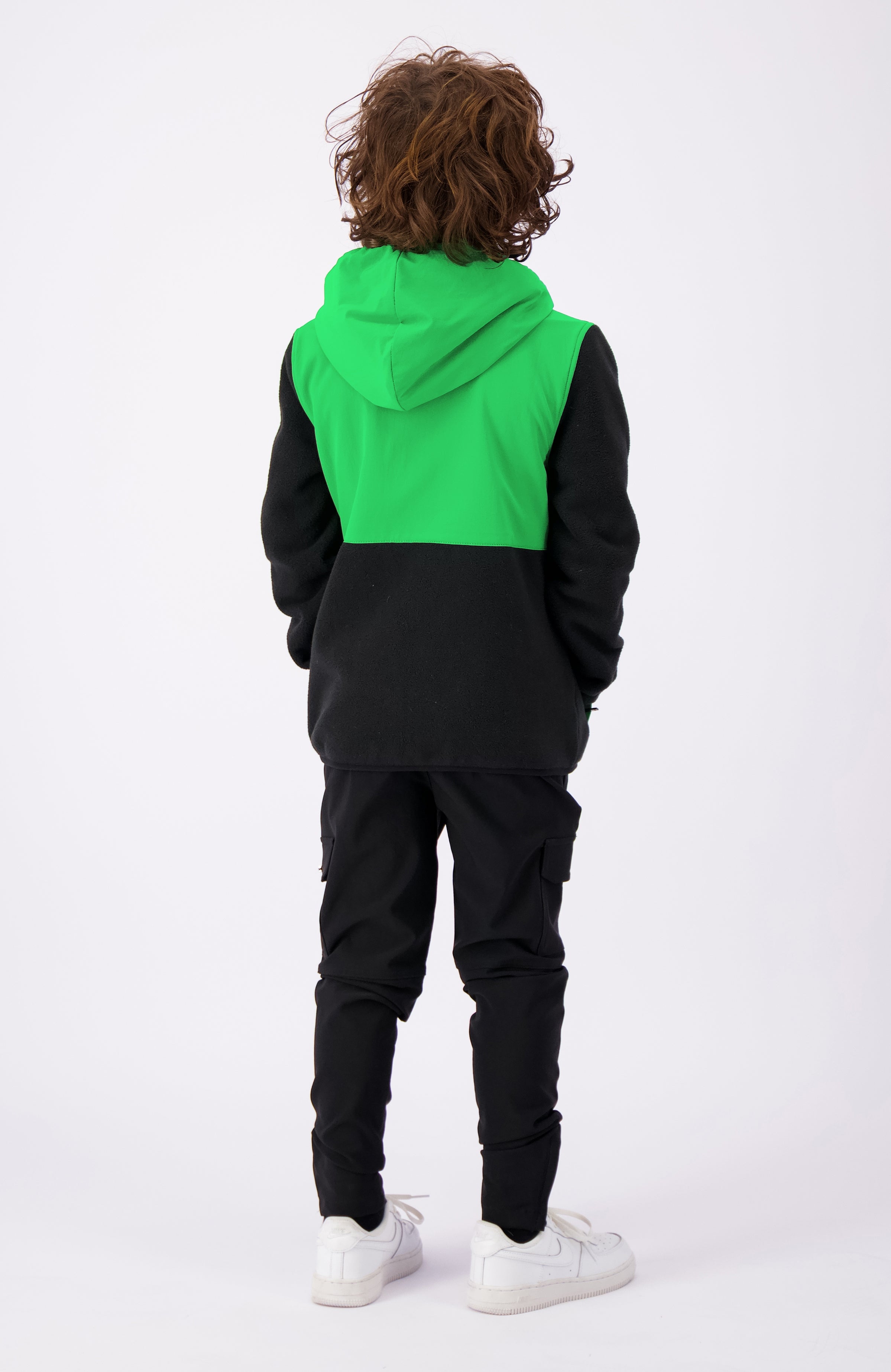 JR CONTRAST FLEECE JACKET | Zwart