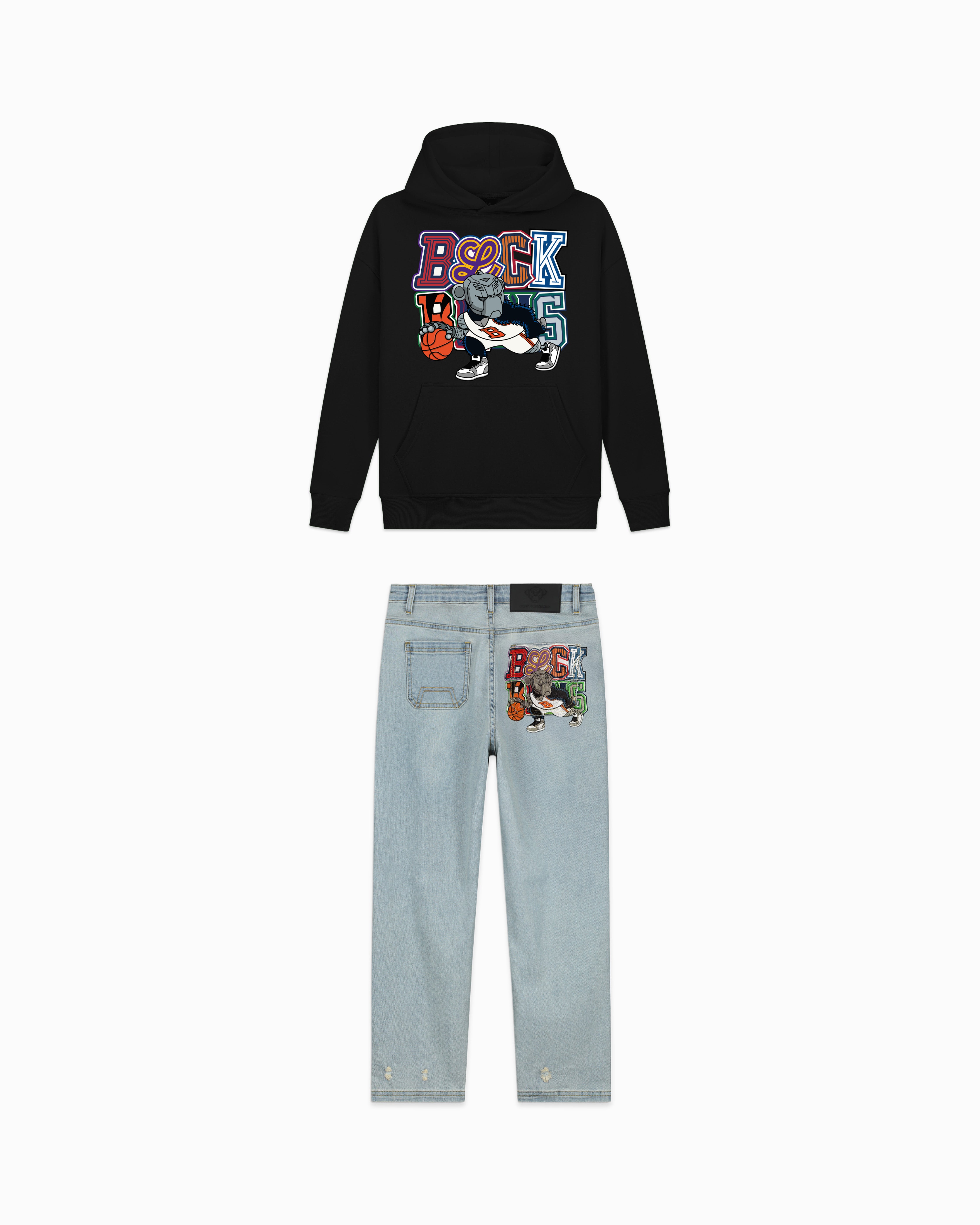 DRIBBEL HOODIE SET | ZWART