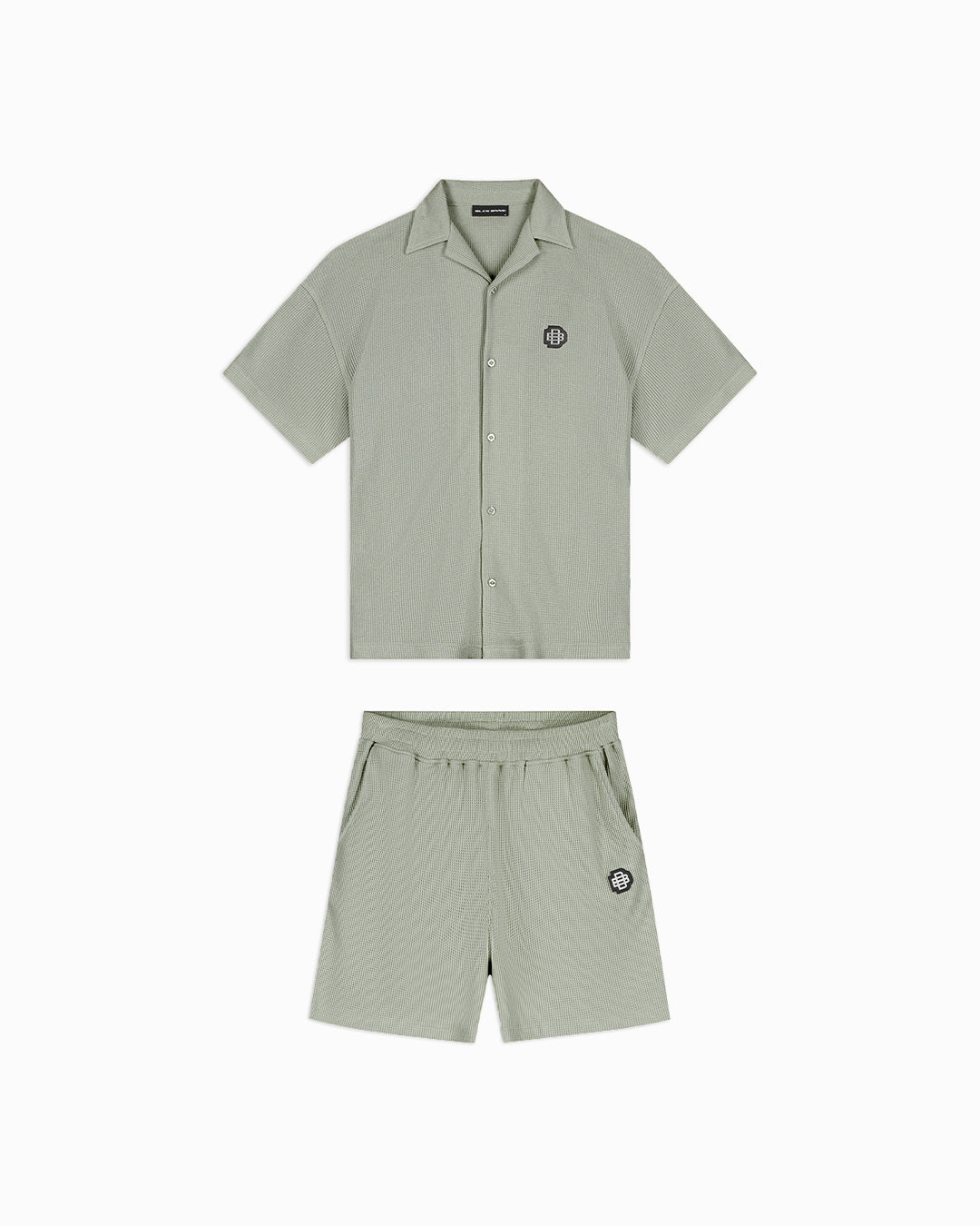 MONOGRAM WAFFLE SHIRT SET | Groen