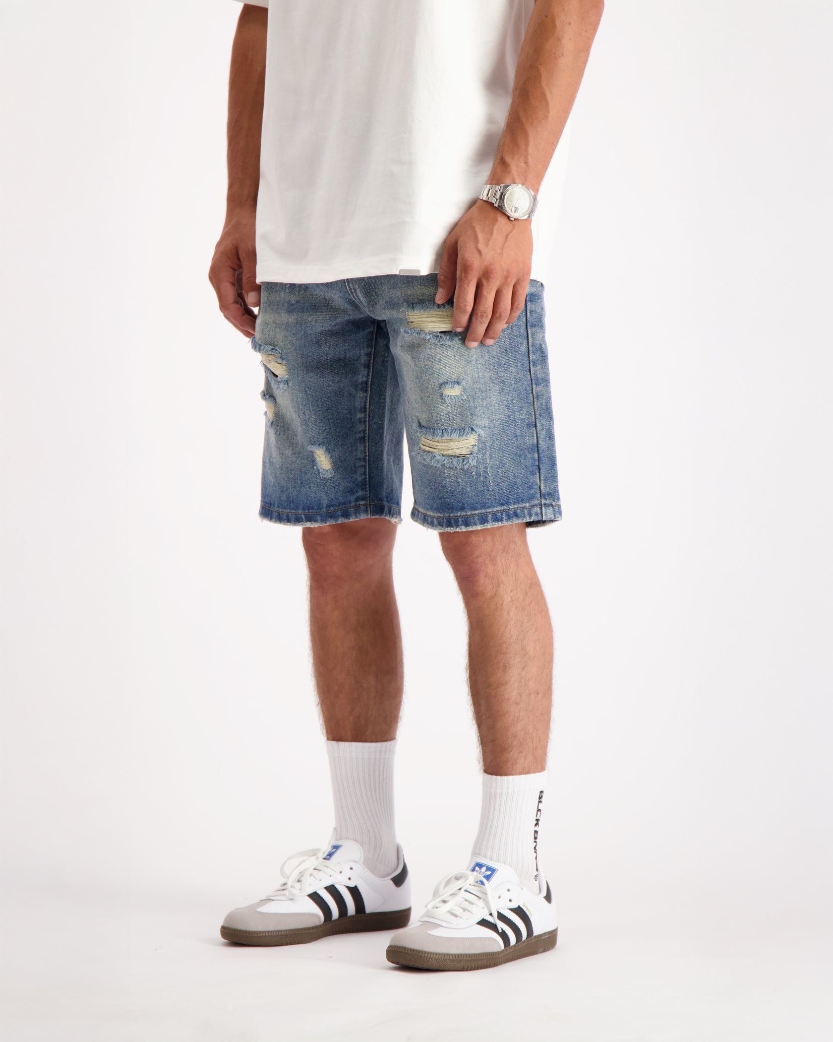 DISTRESSED DENIM SHORTS | Blauw