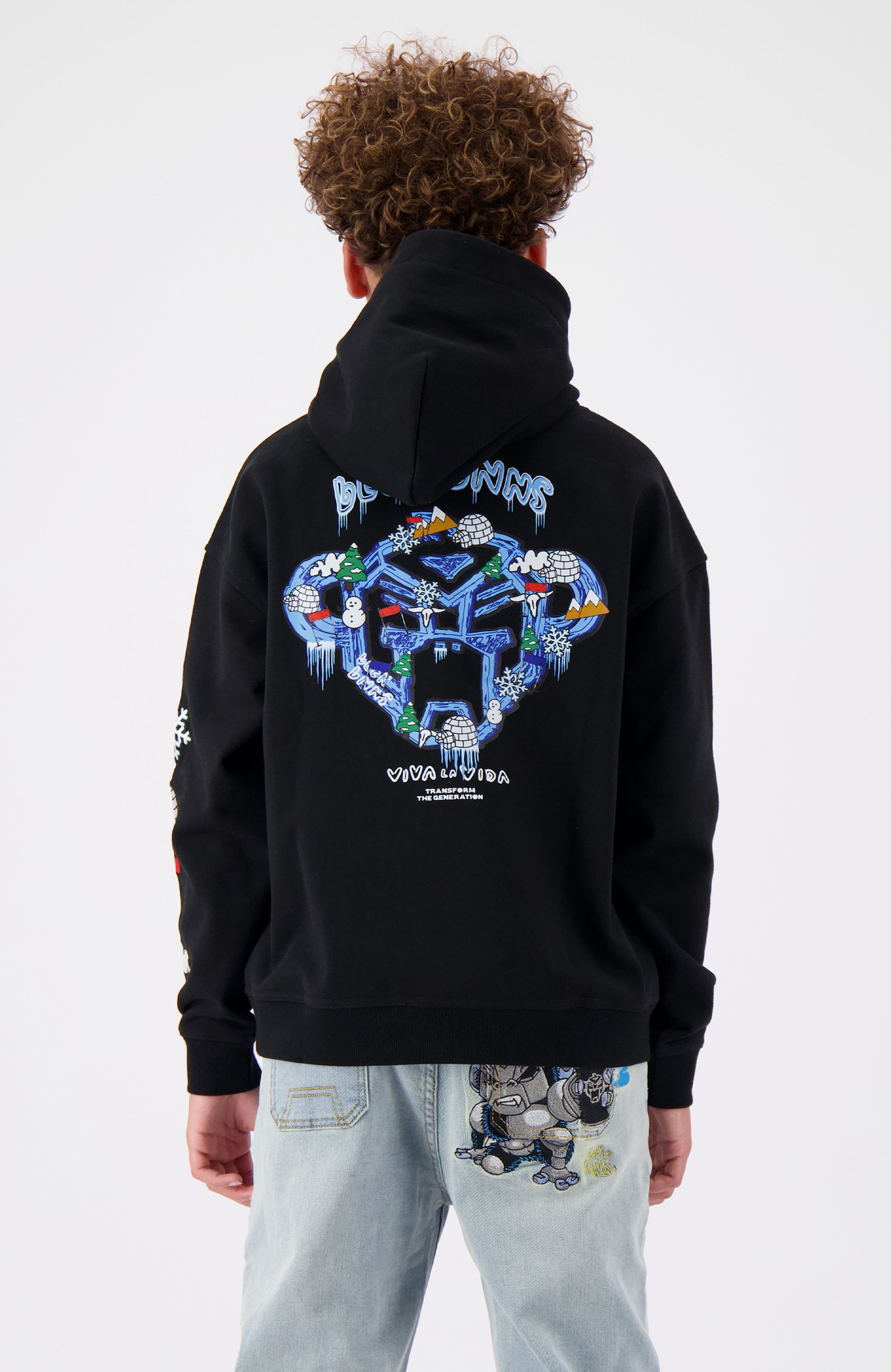 JR. SNEEUW CRAYON HOODIE | Zwart