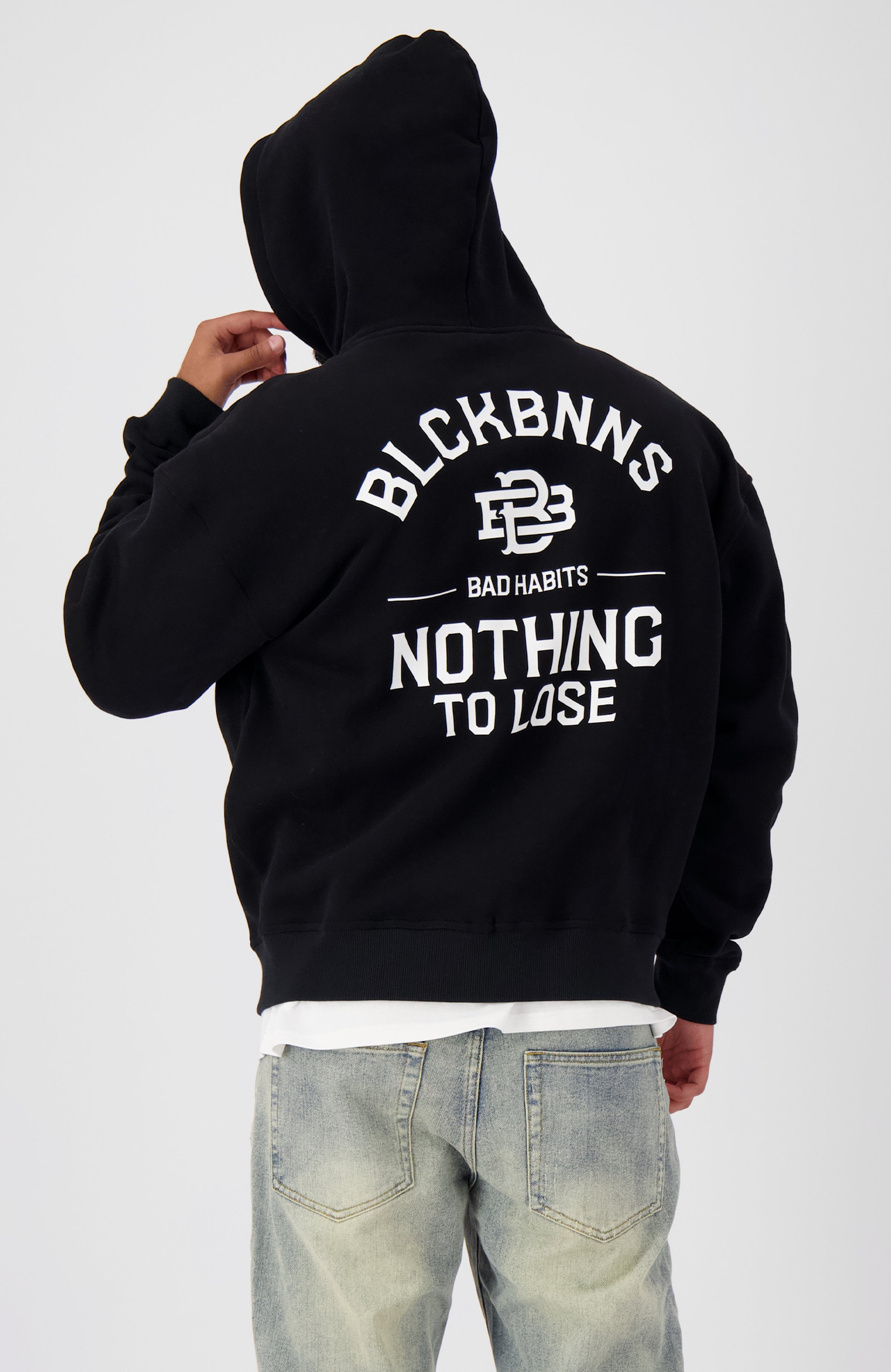 BAD HABITS ZIPPED HOODIE | Zwart