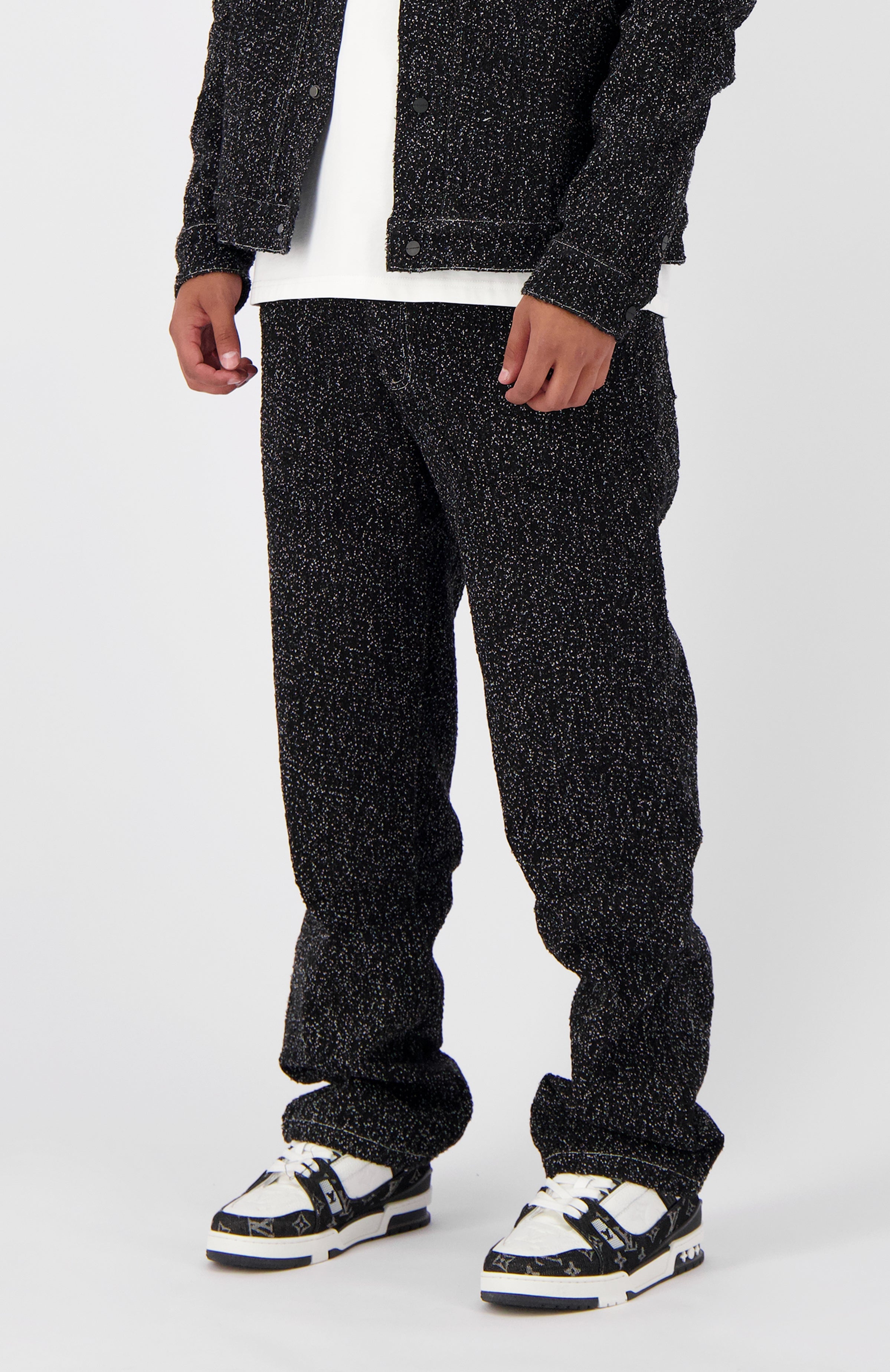 BOUCLE DENIM broek | Zwart