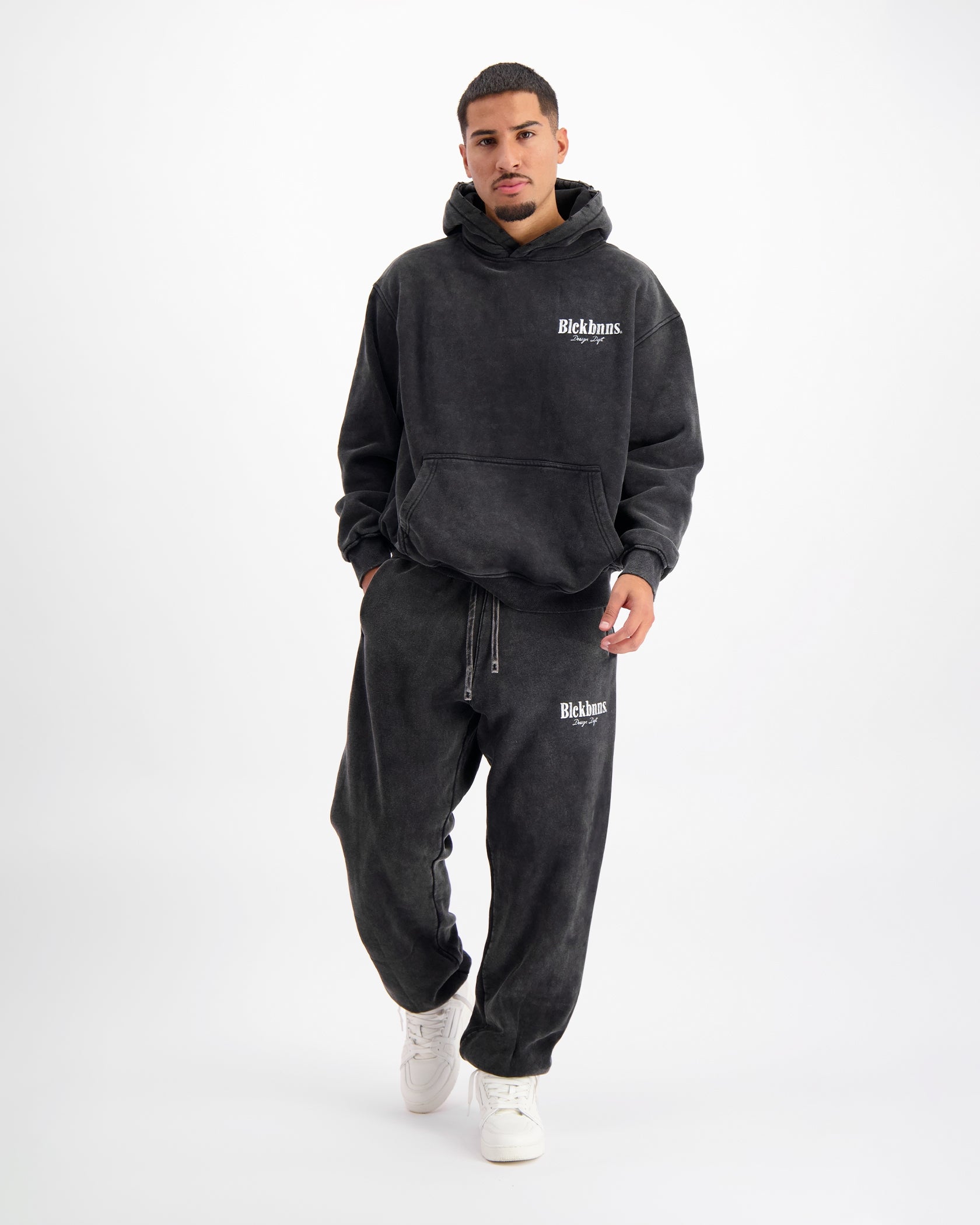 BRUSH GEWASSEN SWEATSUIT | Zwart