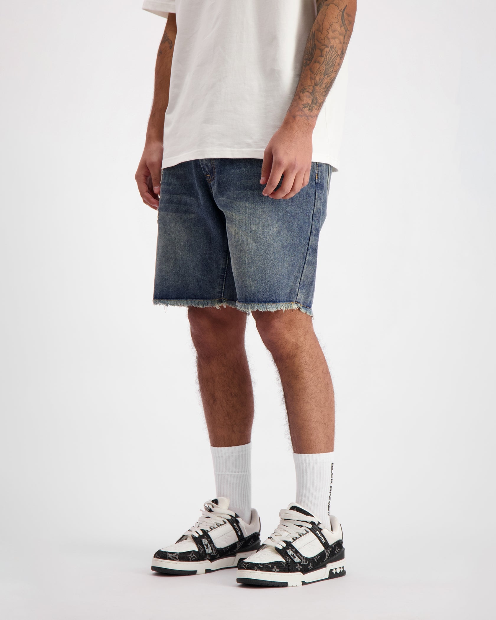 CUT OFF  DENIM SHORTS | Donkerblauw