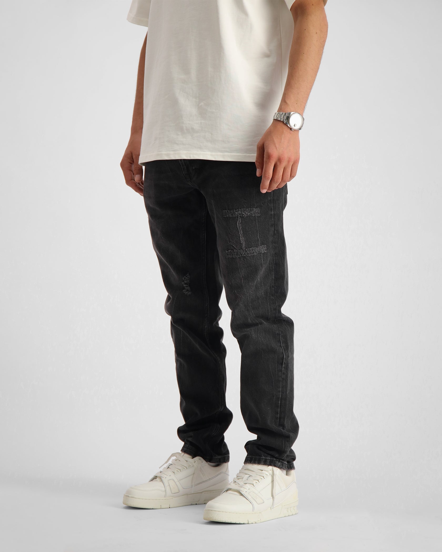 verwoest denim | zwart gewassen