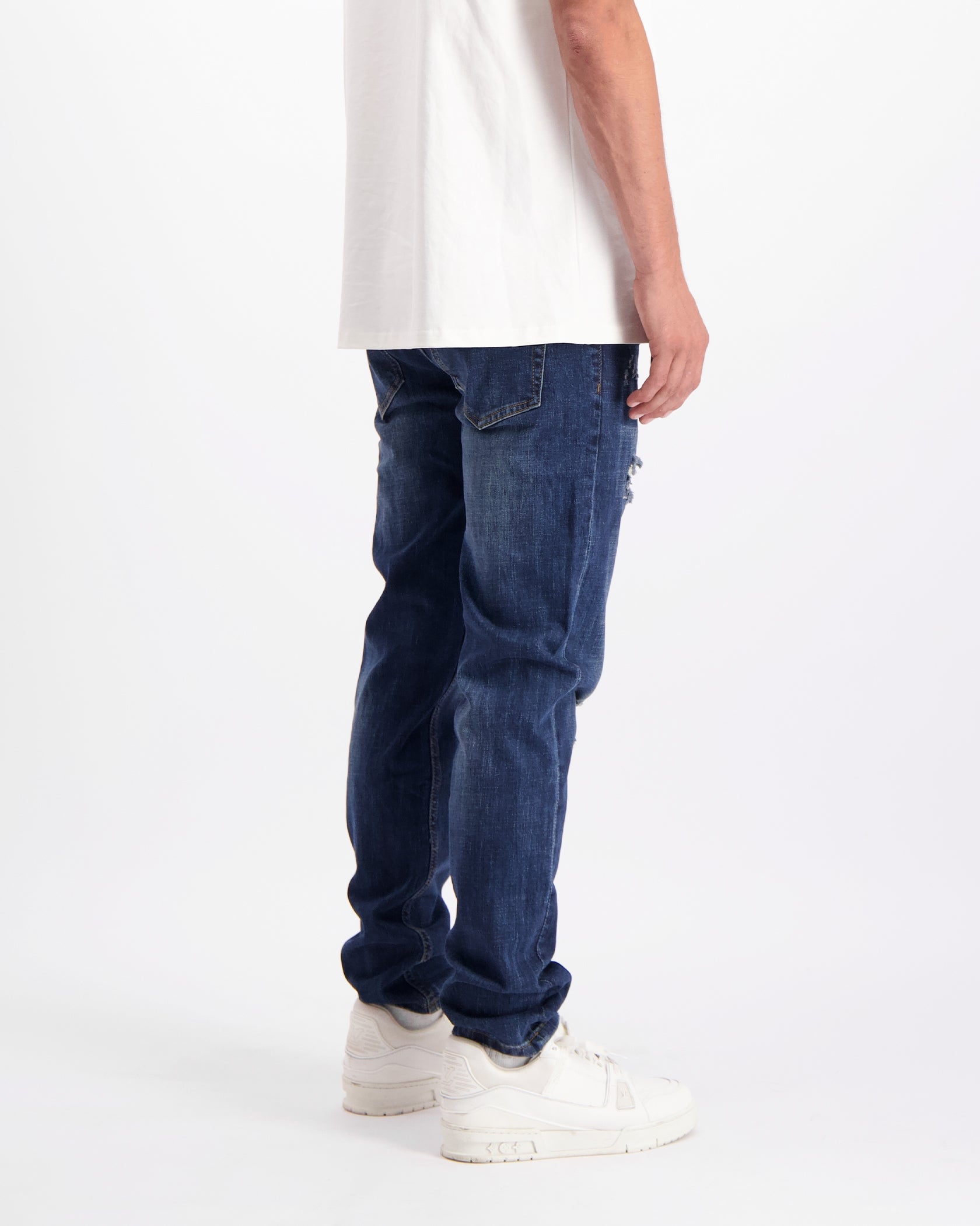 FADED SLIM DENIM | Donkerblauw