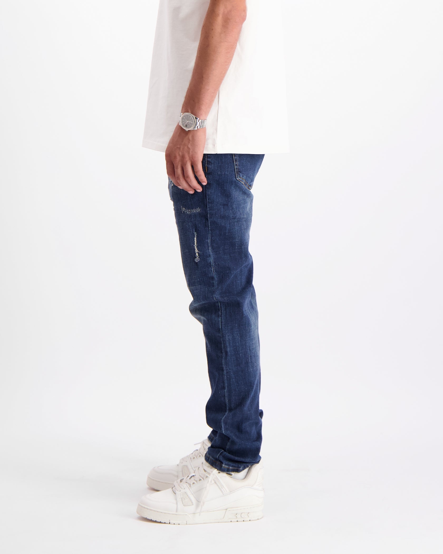 FADED SLIM DENIM | Donkerblauw