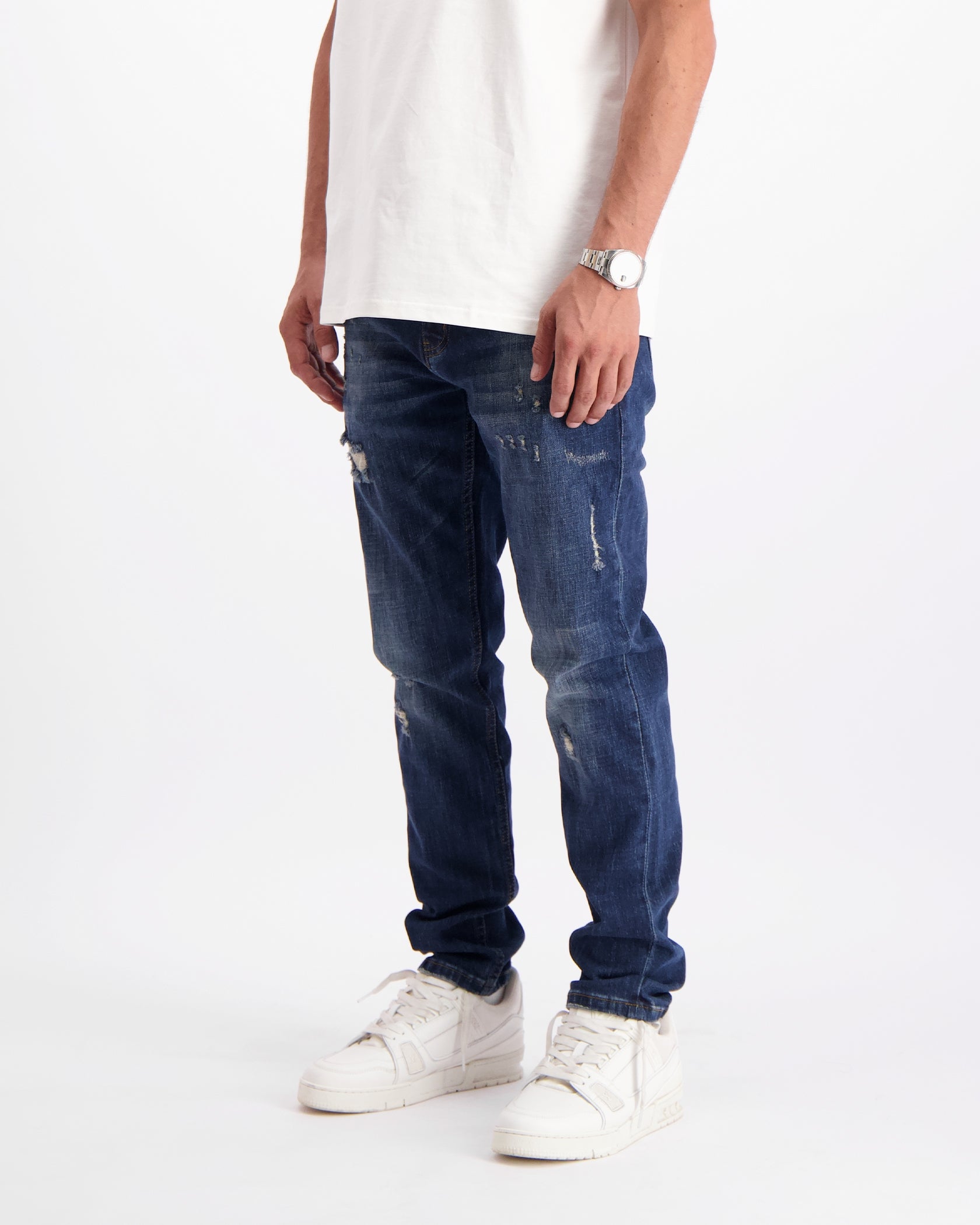 FADED SLIM DENIM | Donkerblauw