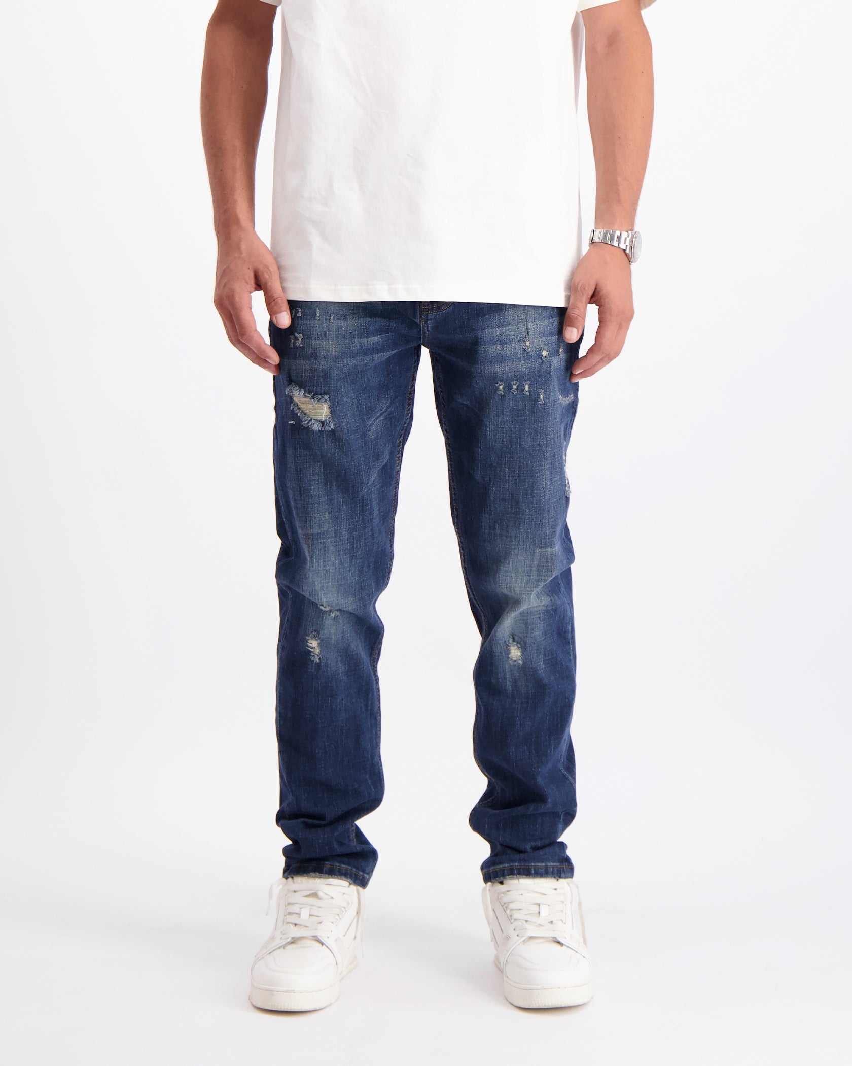 FADED SLIM DENIM | Donkerblauw