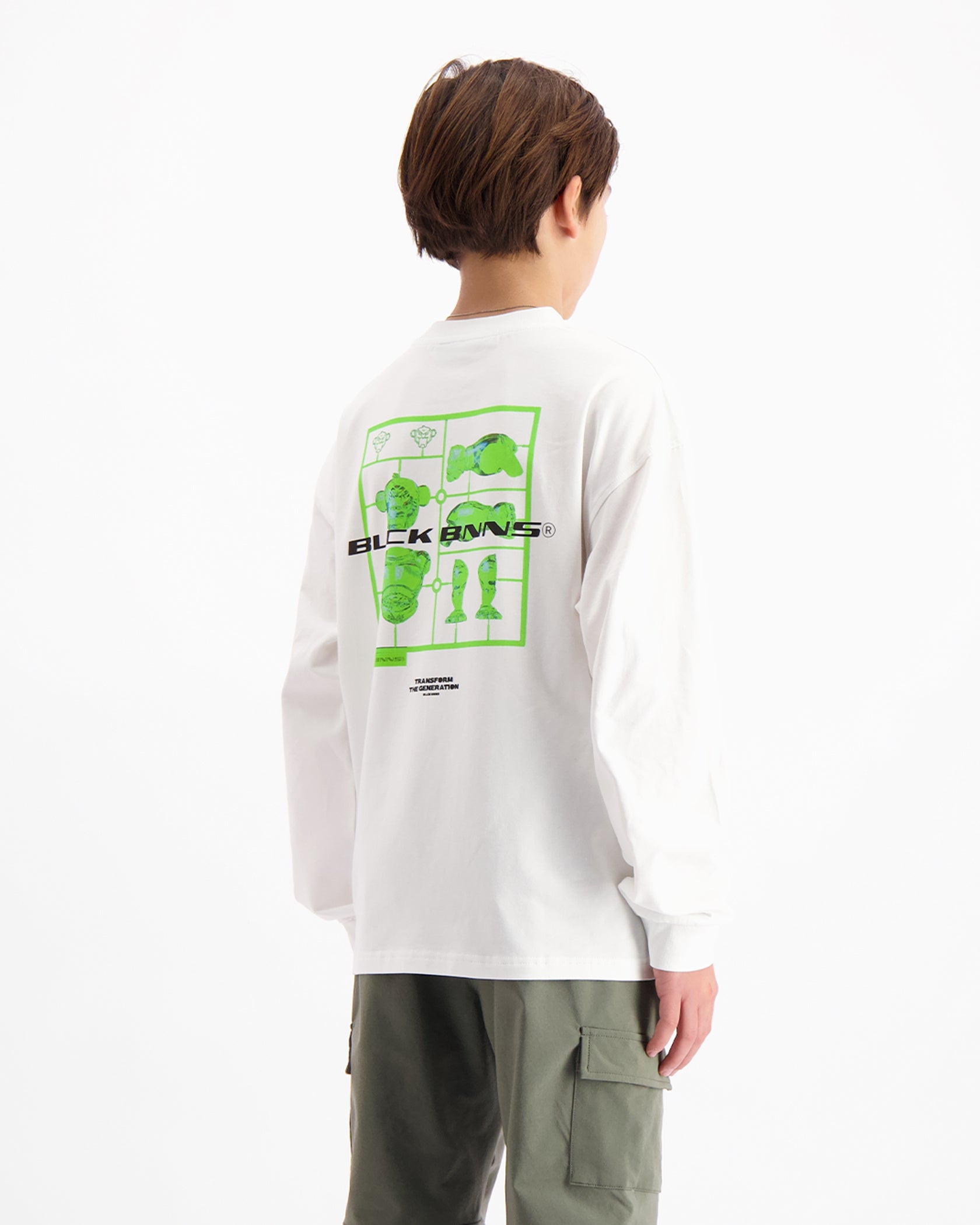 KIDS ACTIEFIGUUR LONGSLEEVE T-SHIRT | Wit