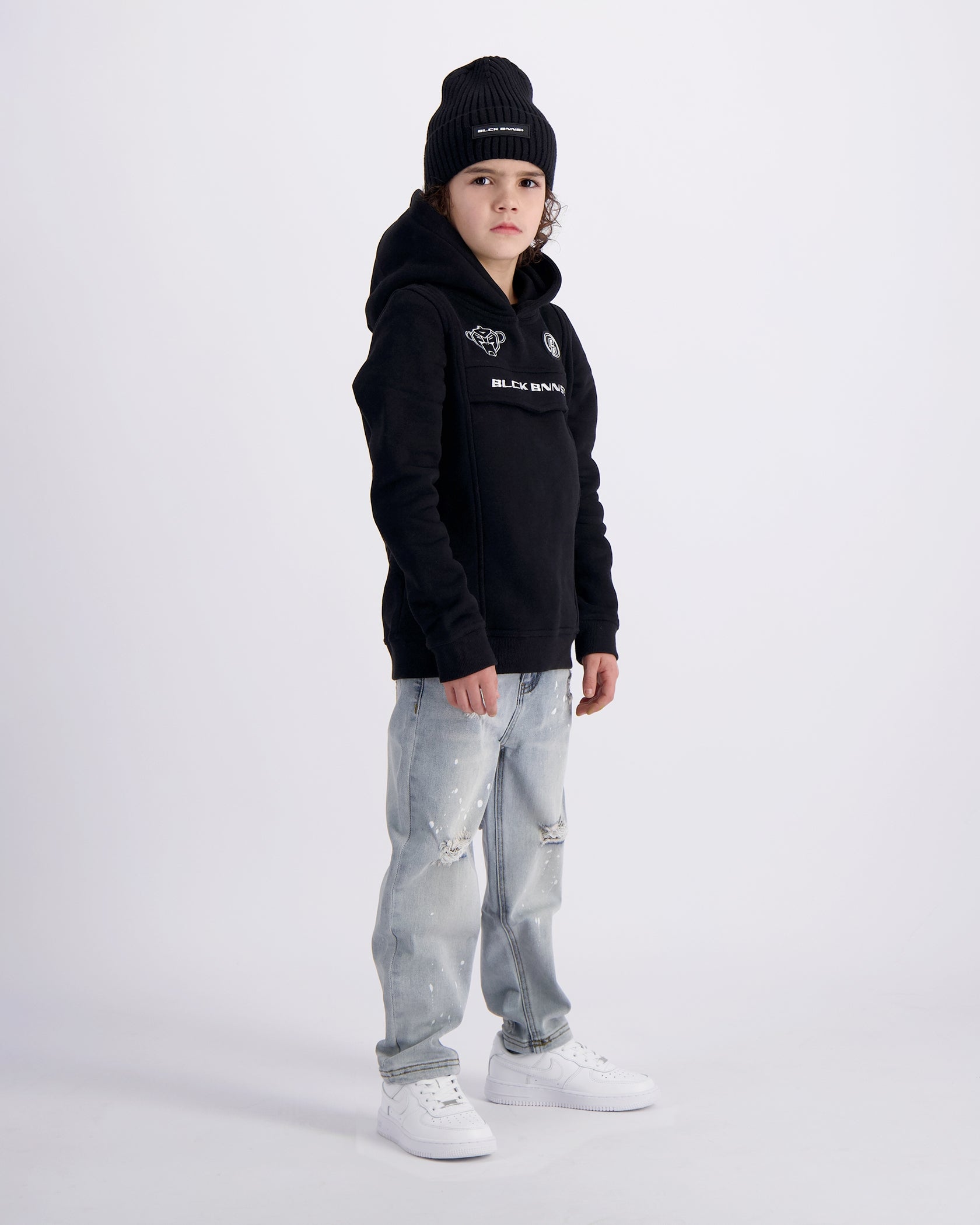 KINDERANORAK MET HOODIE | Zwart