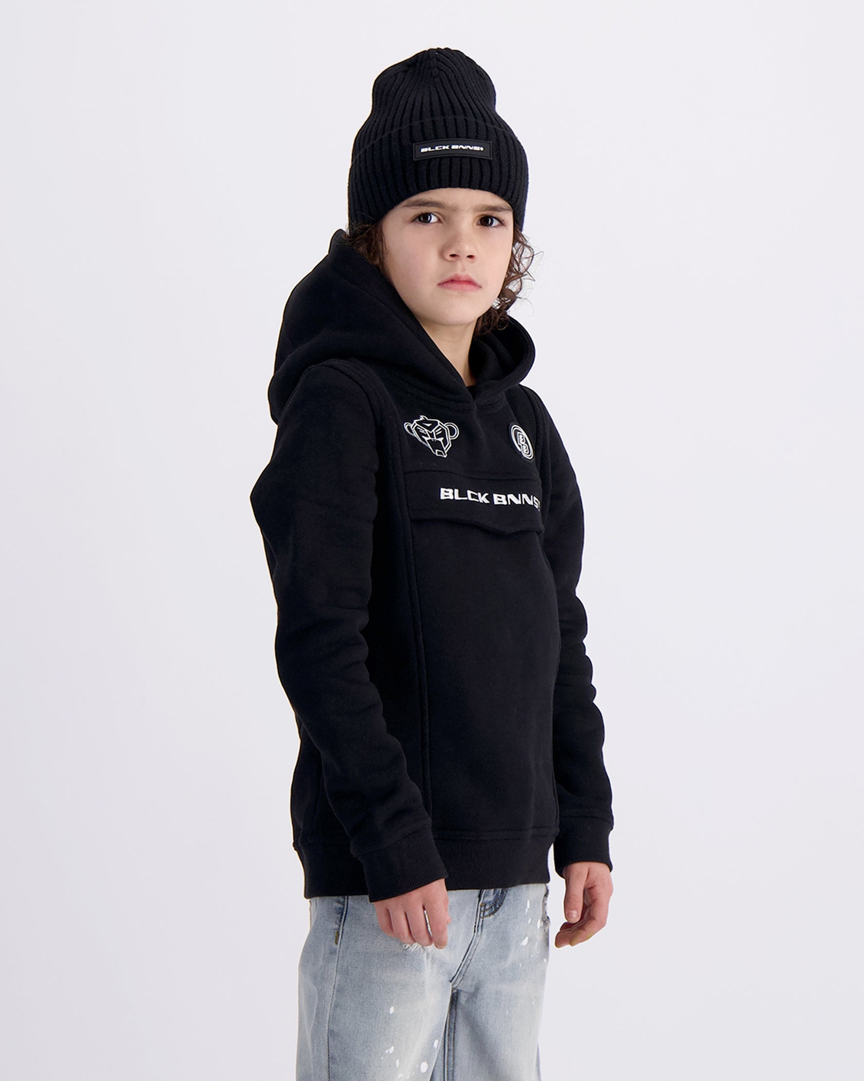 KINDERANORAK MET HOODIE | Zwart