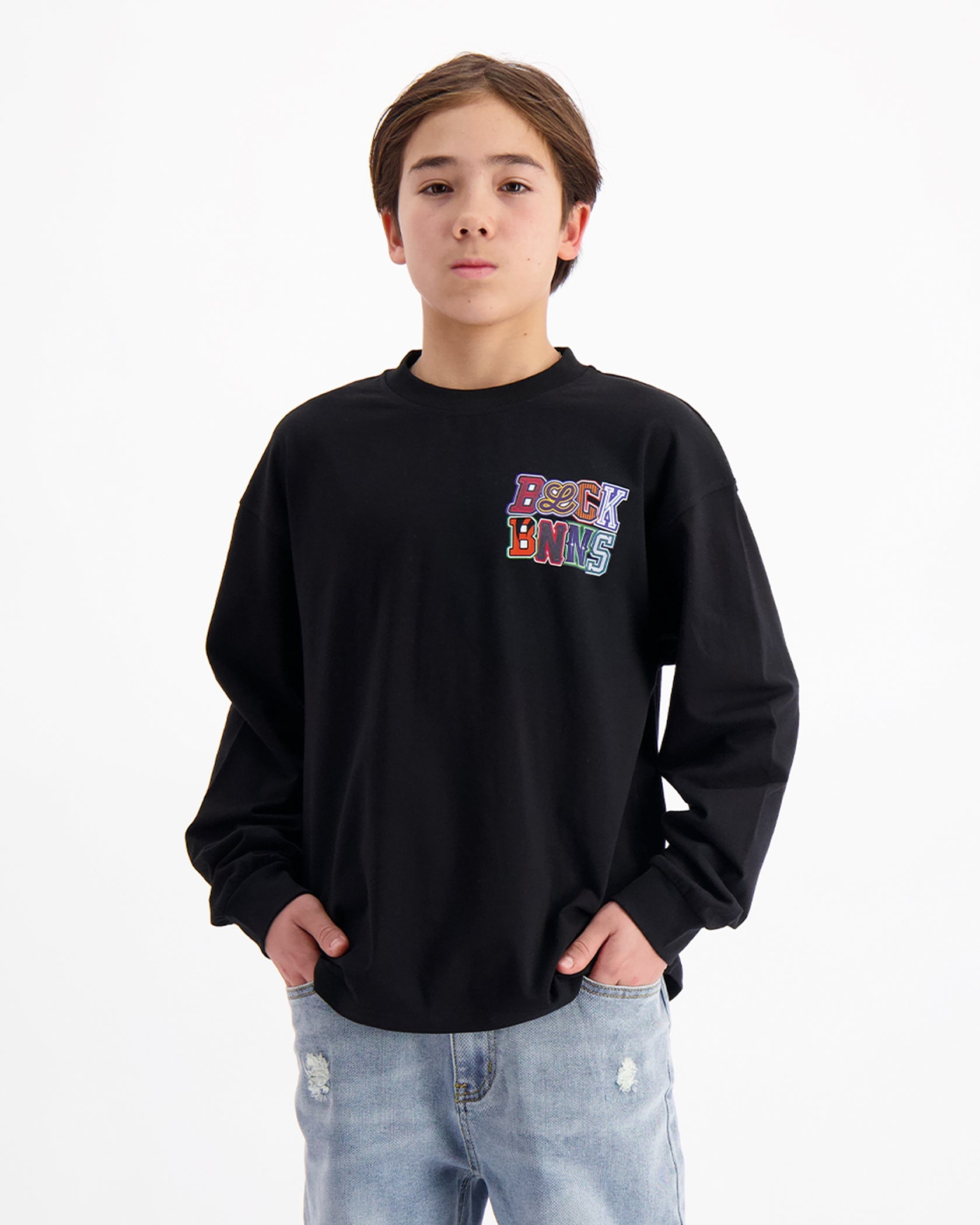 KIDS DRIBBLE LONGSLEEVE T-SHIRT | Zwart