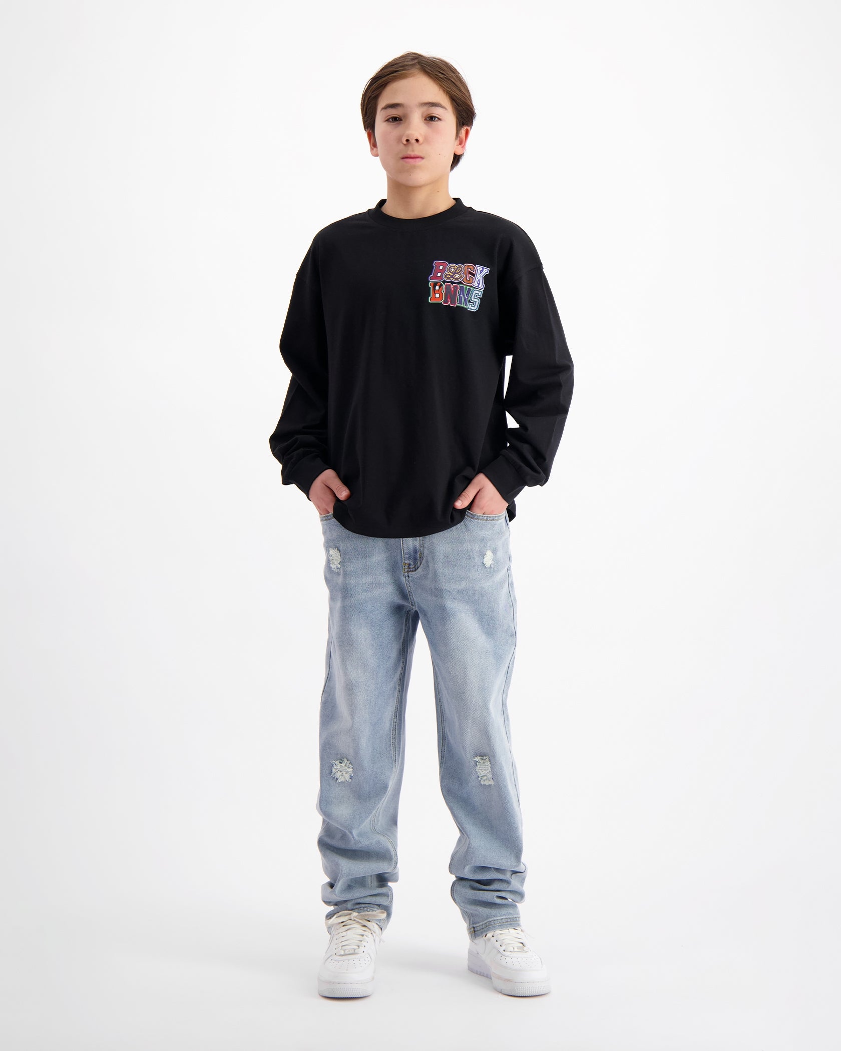 KIDS DRIBBLE LONGSLEEVE T-SHIRT | Zwart