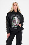 RIBCAGE HOODIE | Zwart gewassen