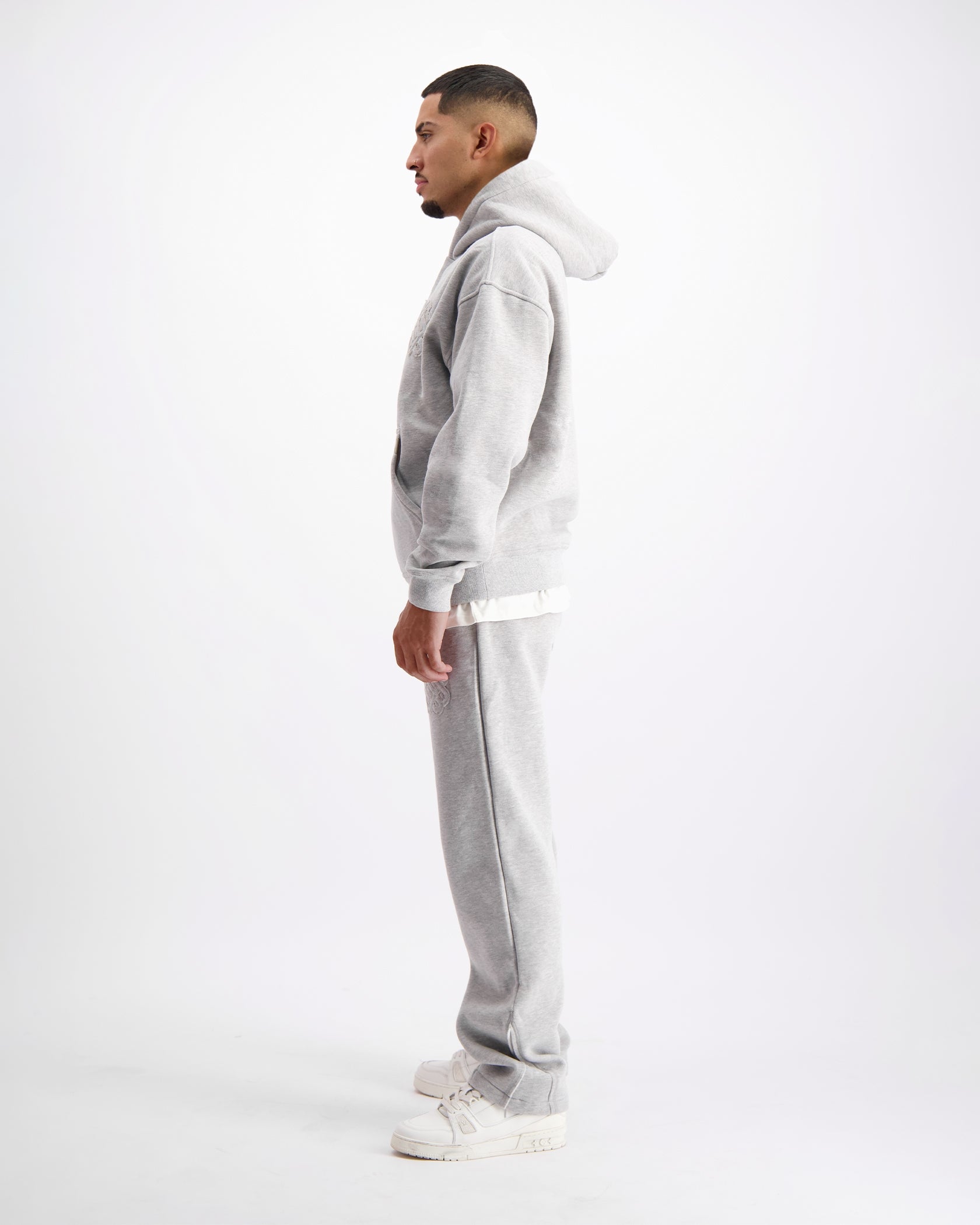 RIPPED MONOGRAM SWEATSUIT | Grijs gemêleerd
