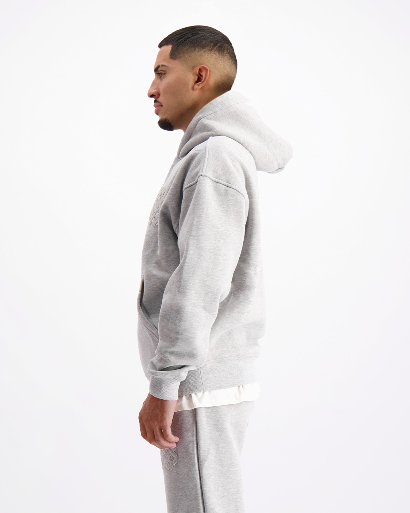 RIPPED MONOGRAM HOODIE | Grijs