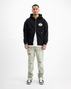RIPPED ZIP HOODIE | Zwart