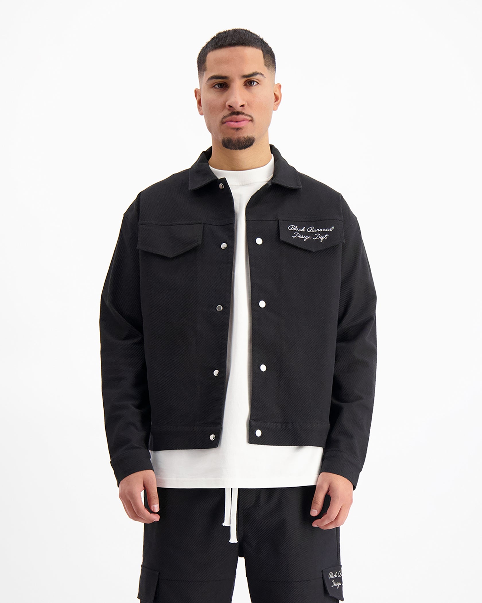 TWILL RIPPED JACKET | Zwart
