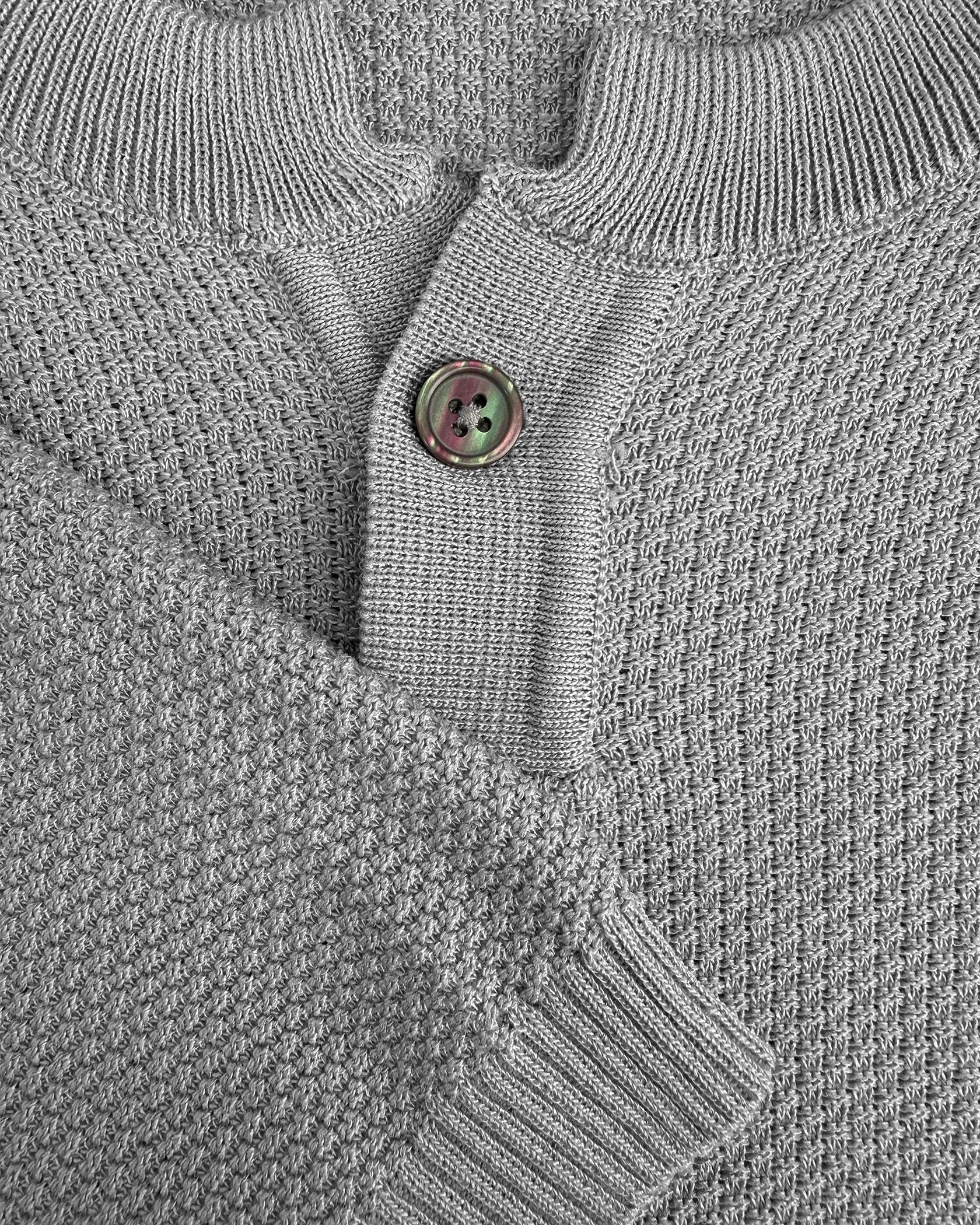 WAFEL KNIT HENLEY | Grijs